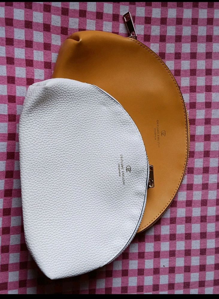 Set Of White And Yellow Ochre Clutch