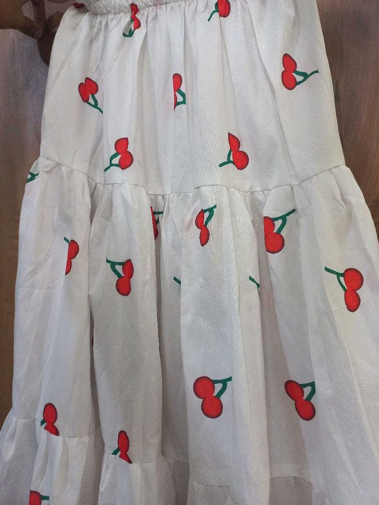 Cherry Print Tiered Skirt