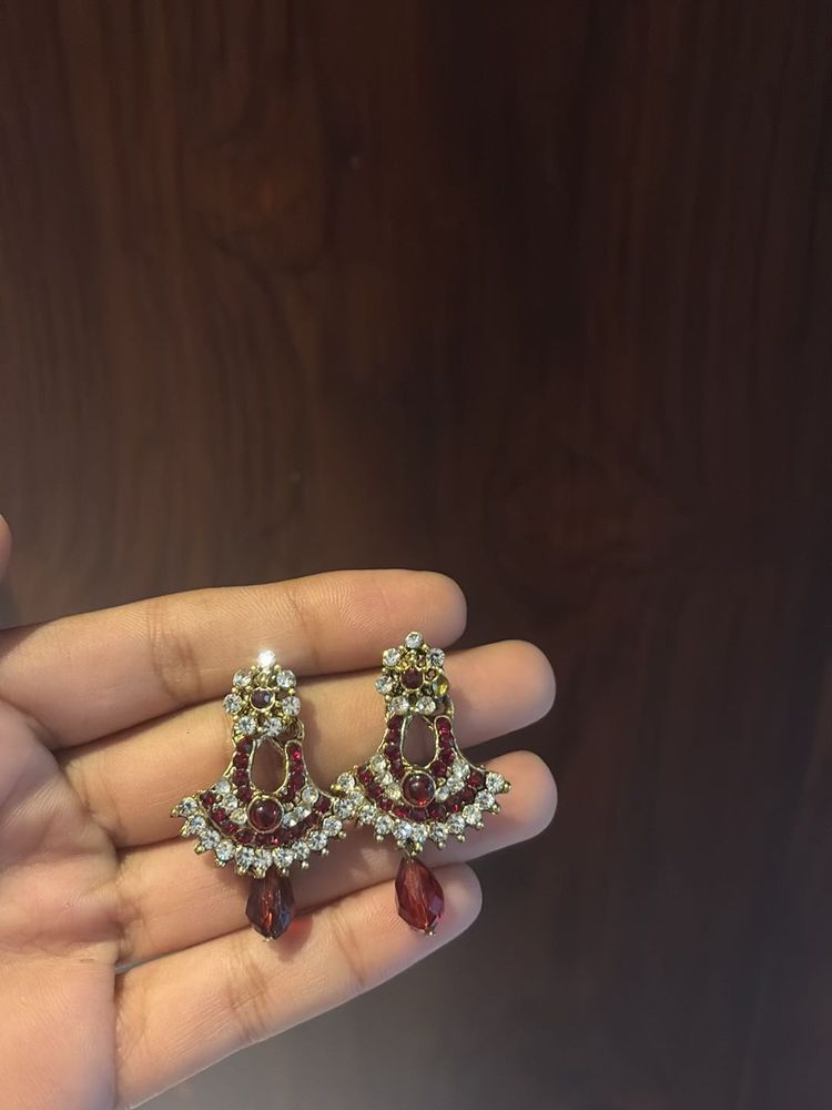 Elegant Red &amp; Gold Earrings