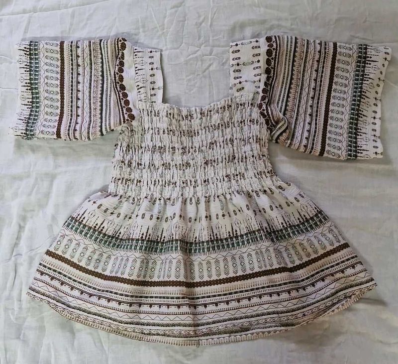 White Cinched Waist Top