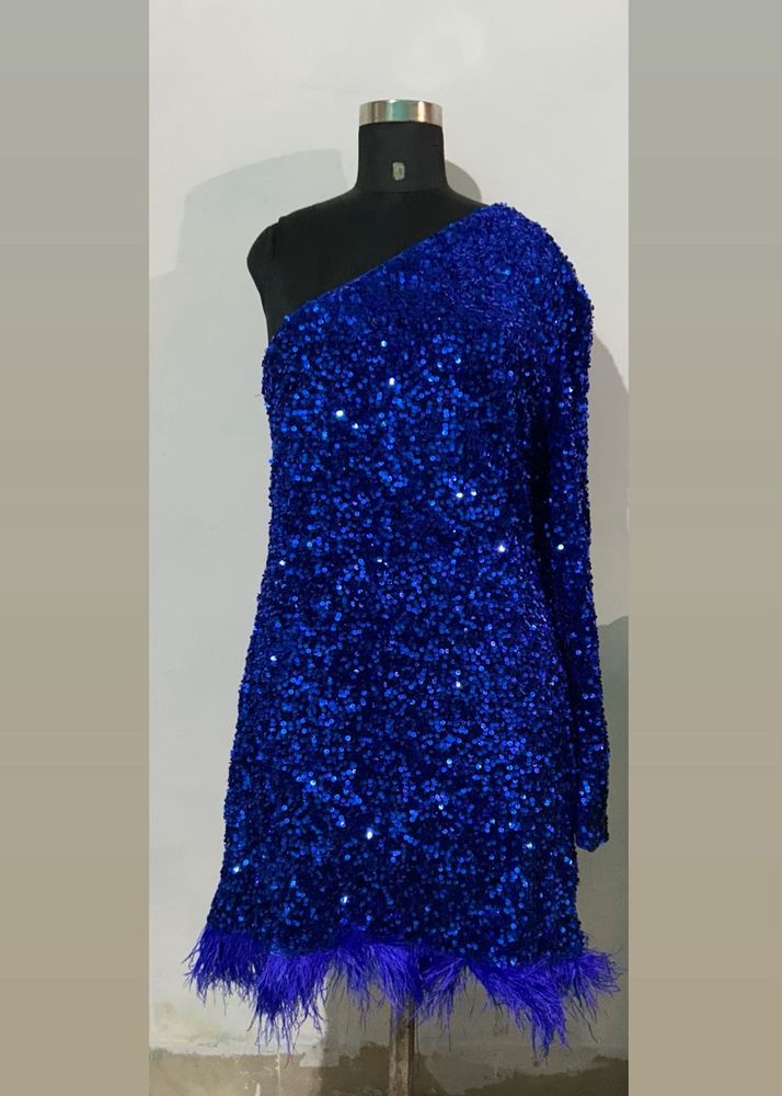 Sequin One-Shoulder Party Dress(Size:40to44)