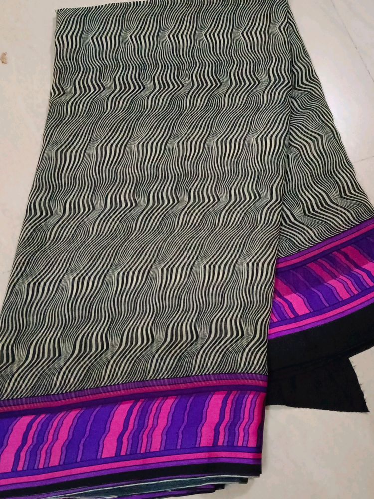 Pure Georgette Saree With Satin Designer Printed B
