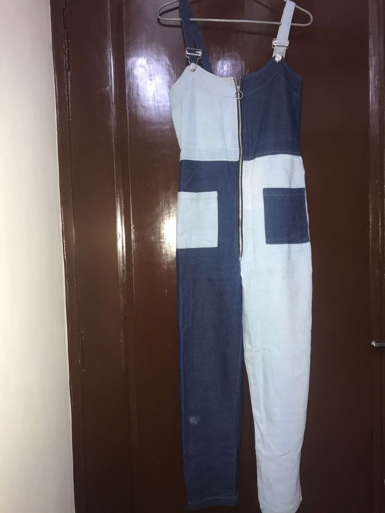 Two-Tone Denim Jumpsuit