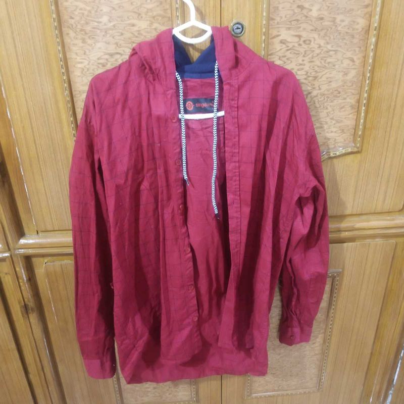 Burgundy Hooded Shirt