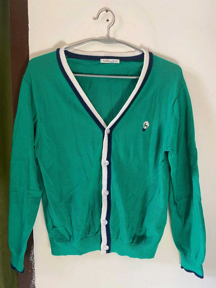 Green Cardigan Sweater