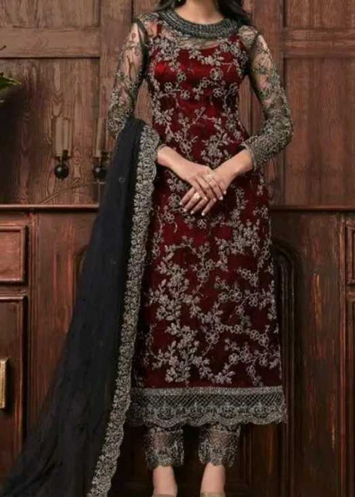 Elegant Maroon Embroidered Kurta Set