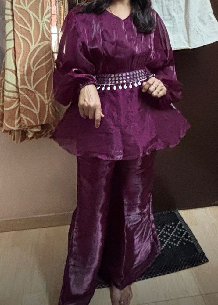 Purple Peplum Pant Set
