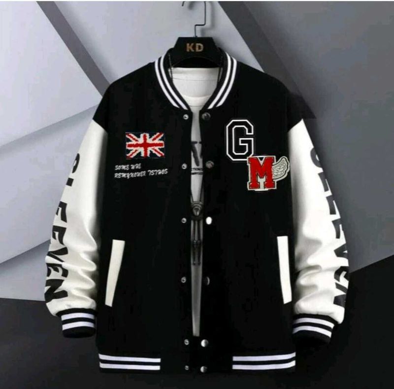 Korean Classic Varsity Jacket - Black &amp; White
