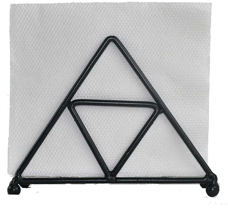 Napkin Holder–Triangle Design-Wrought Iron-Black.