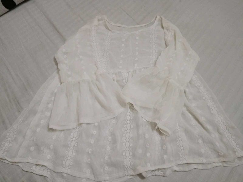 White Kurti Embroidered Dress