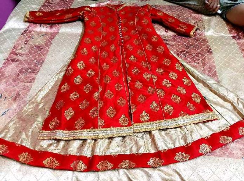 Elegant Red &amp; Gold Lehenga Kurta Set