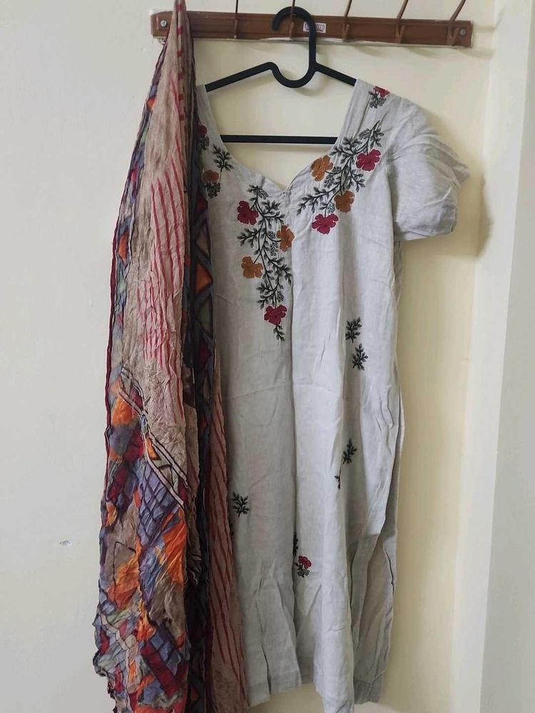 Embroidered Kurta with Dupatta  PantSet