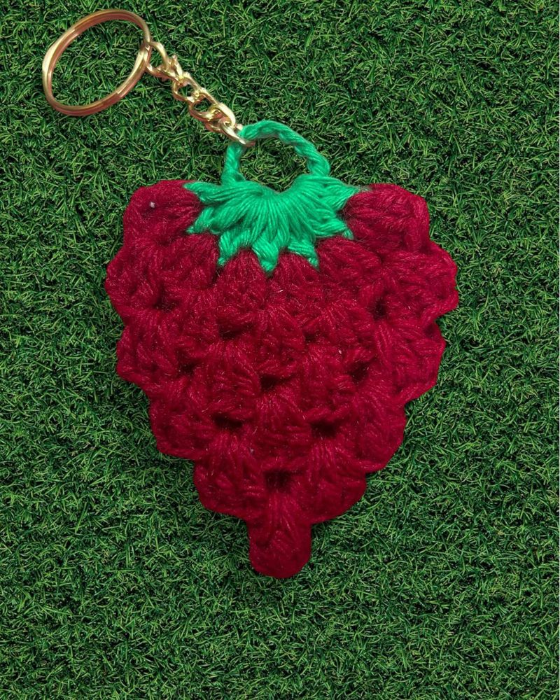Crochet Strawberry Keychain