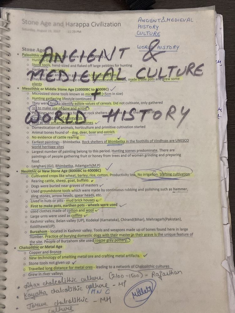 Ancient Medieval &amp; Modern History handwritten note