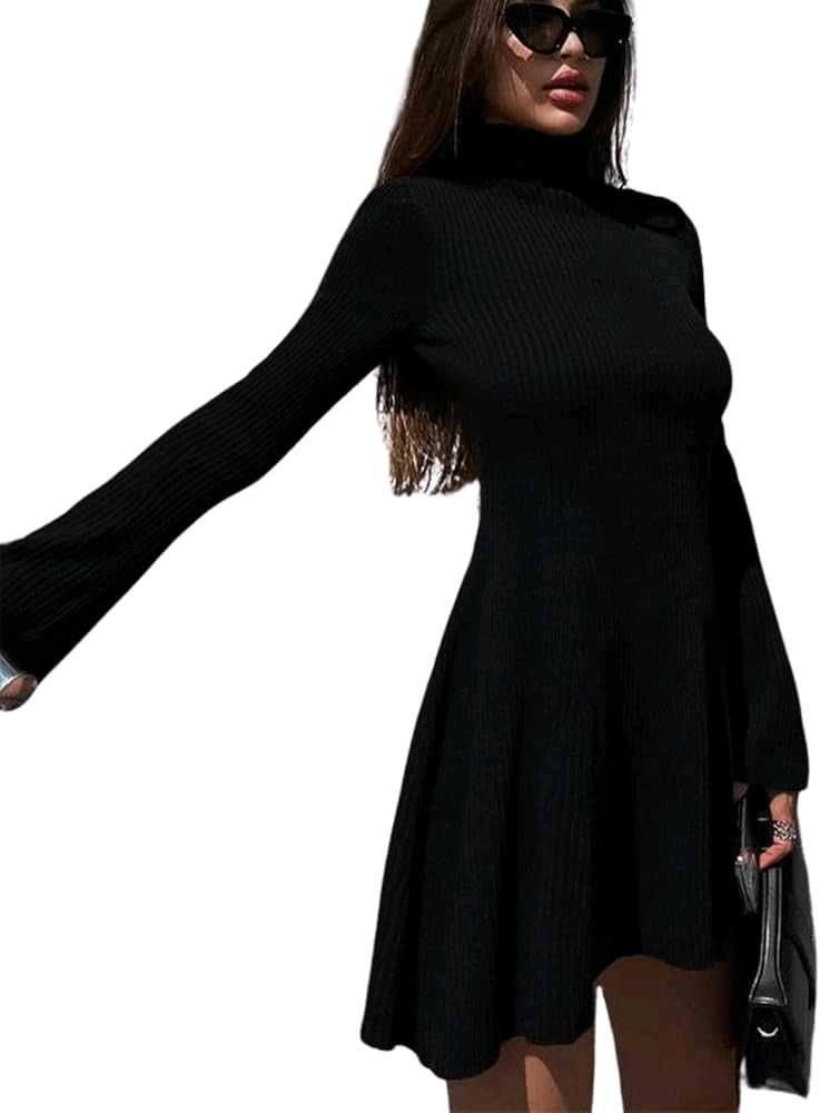 Black Knit Mini Dress