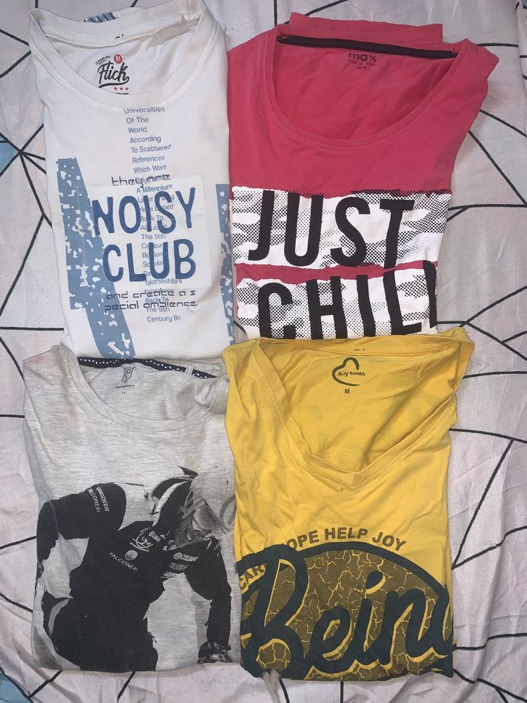 Set Of 4 Combo Cotton Tshirts