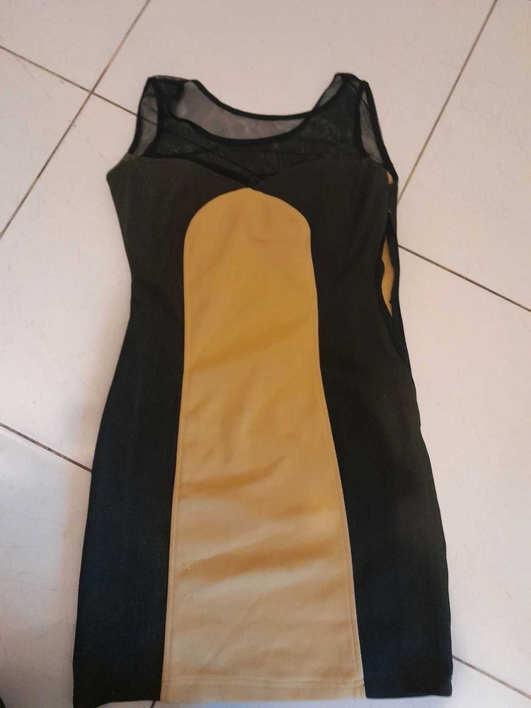 black and yellow dress