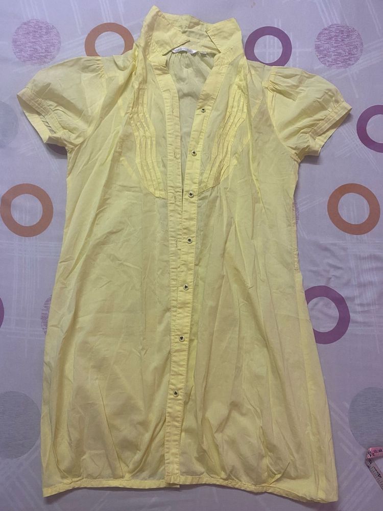 Yellow Button-Down Mini Dress