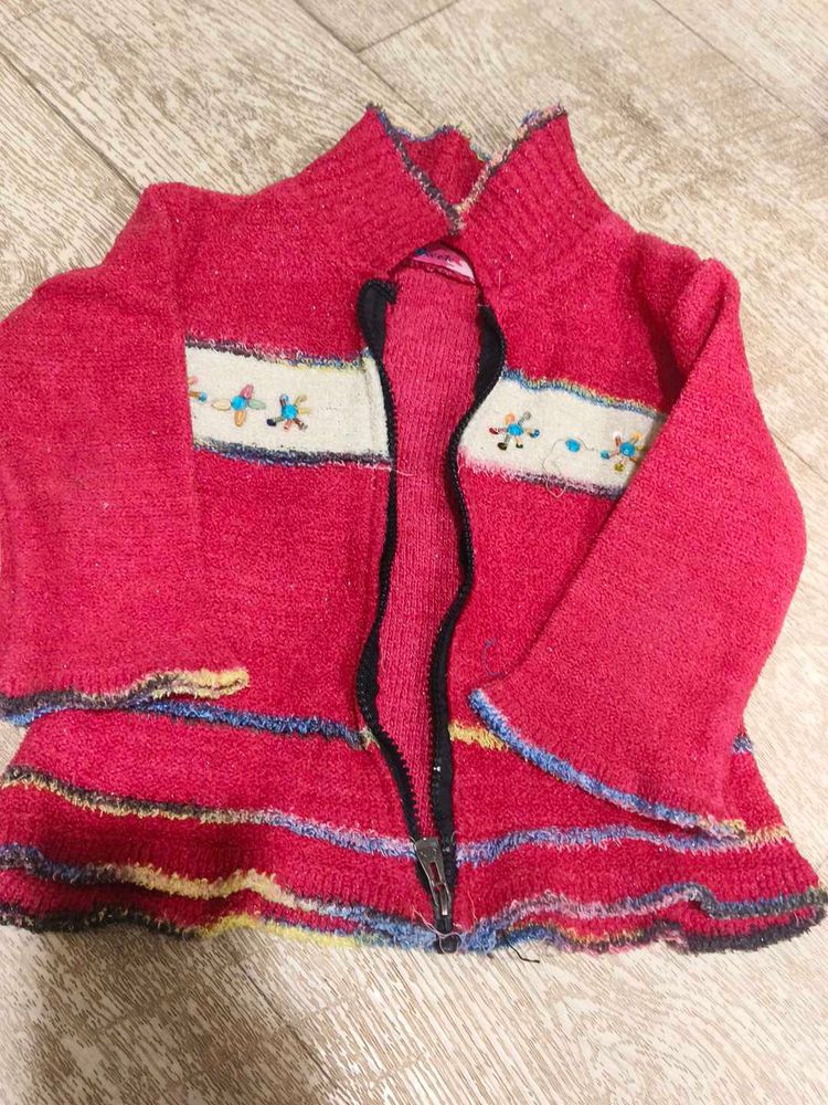3 Cute Red Kids Cardigan