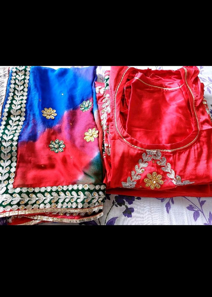 Rajputi Satin  Poshak In Red Colour