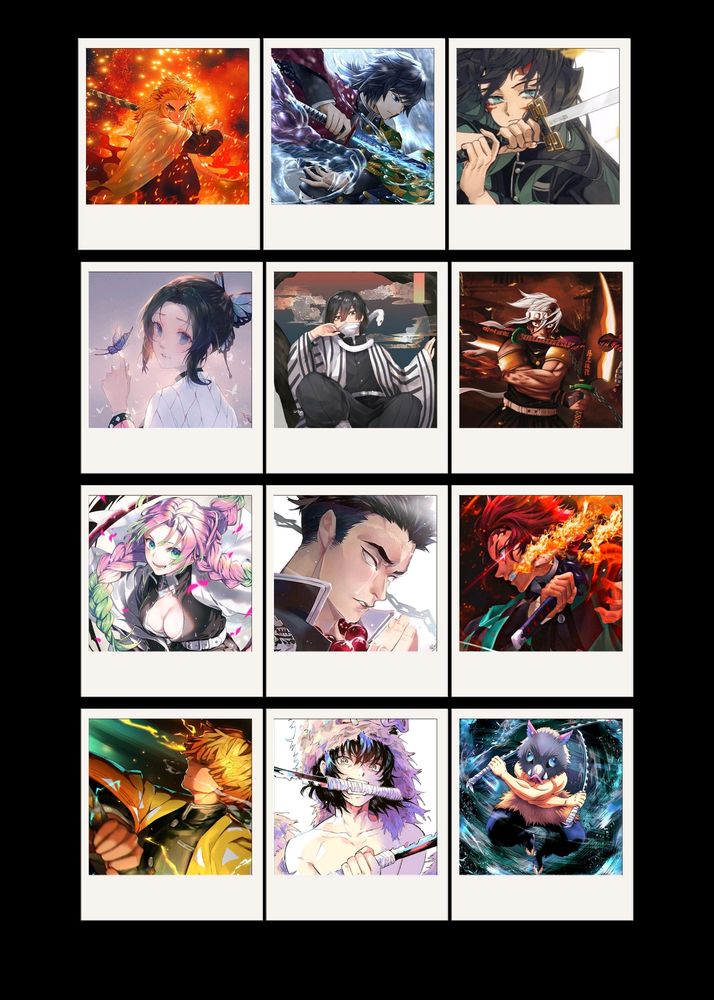 Pack Of 12 Demon Slayer Anime Polaroid Photocards