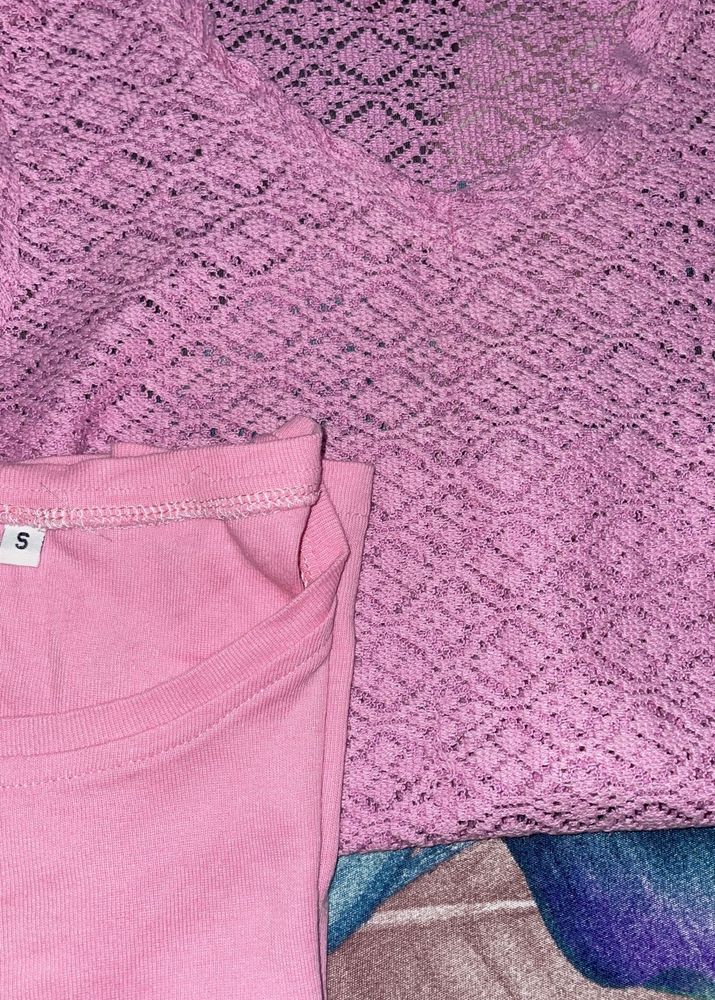 Pink Knit Top &amp; Tee Set