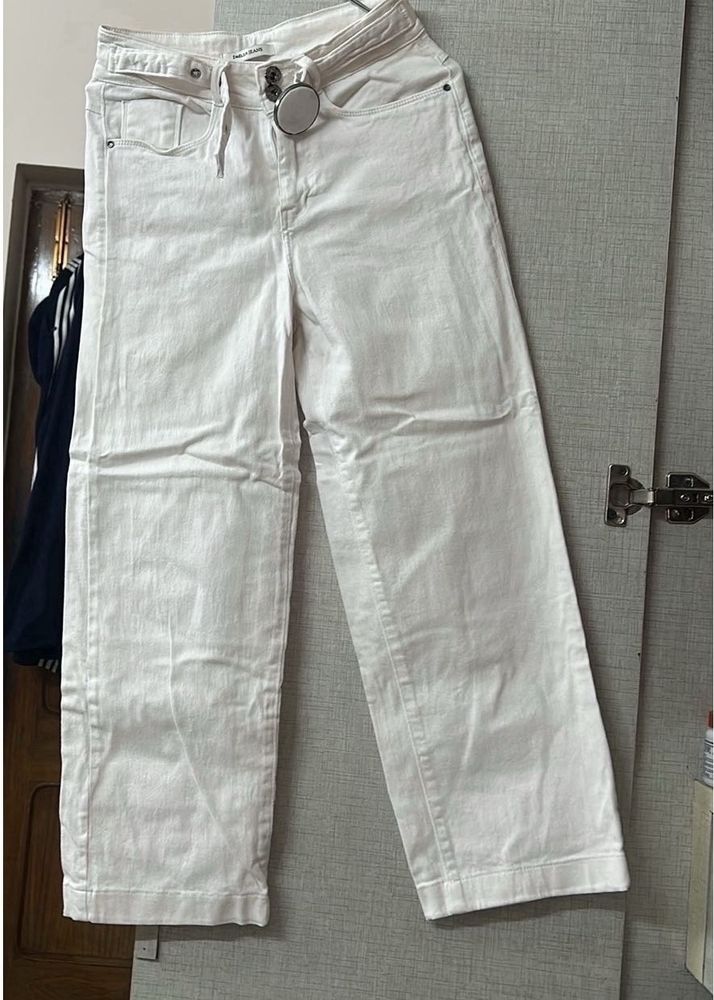 White Straight Fit Jeans