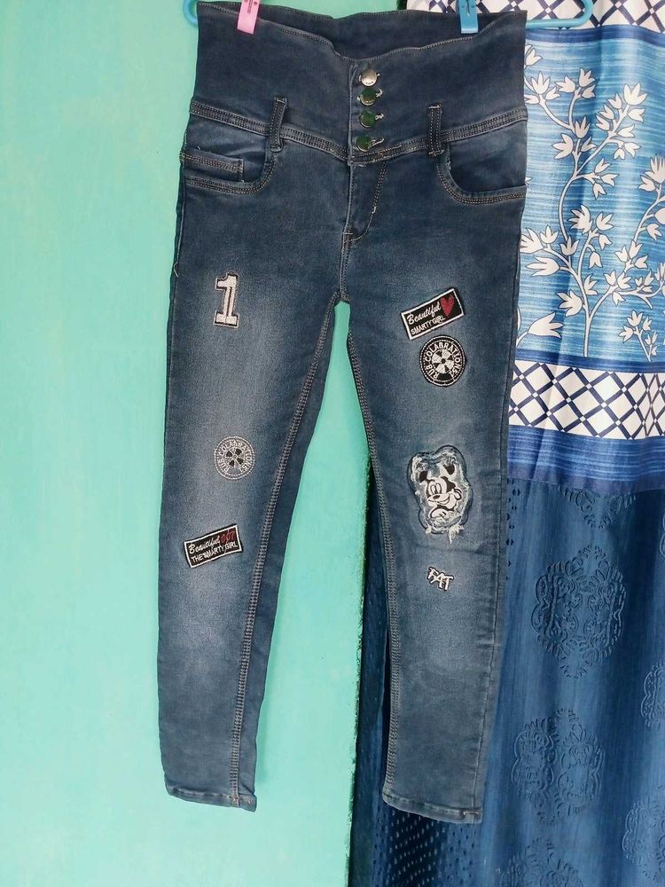 Patched Denim Jeans