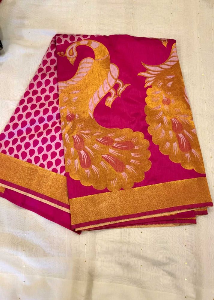 Elegant Pink Peacock Saree