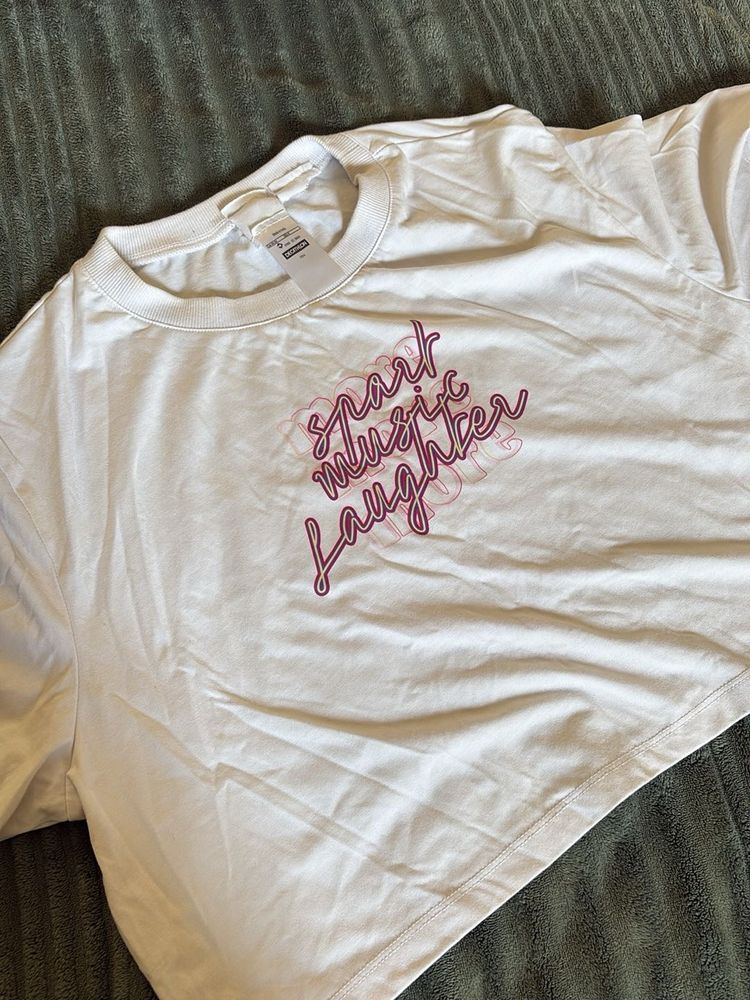 White Graphic Print Tee