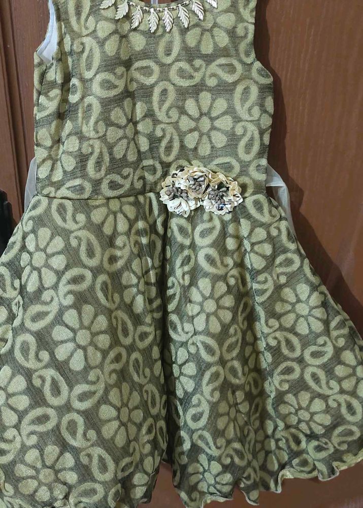 Baby Girl Frock Olive Green 2-3years