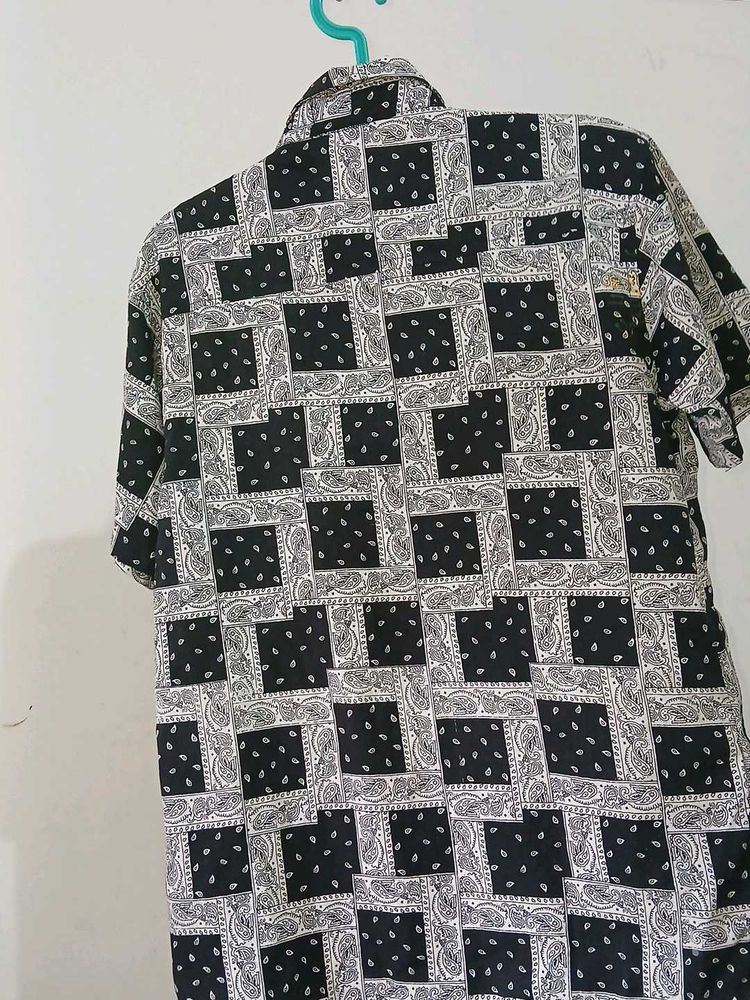Patterned Short Sleeve Button-Up