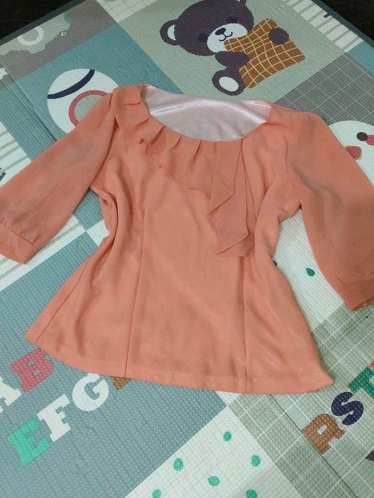 Peach Ruffle Top