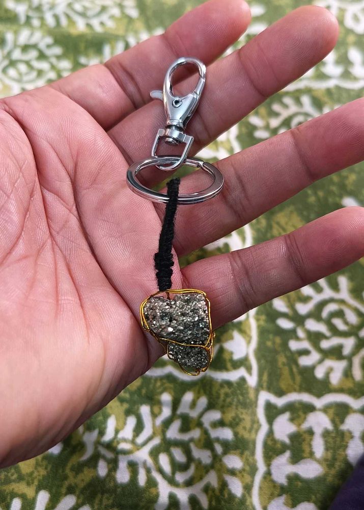 Pyrite Crystal Keychain