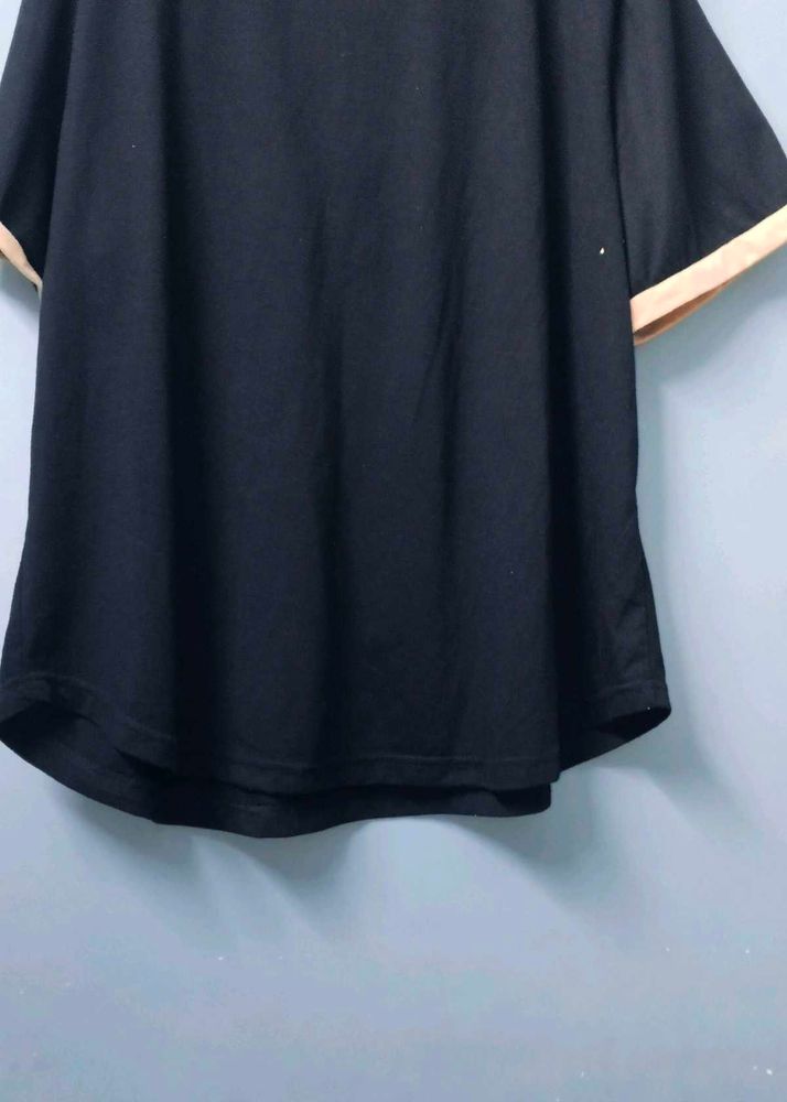 Black Tee with Tan Trim