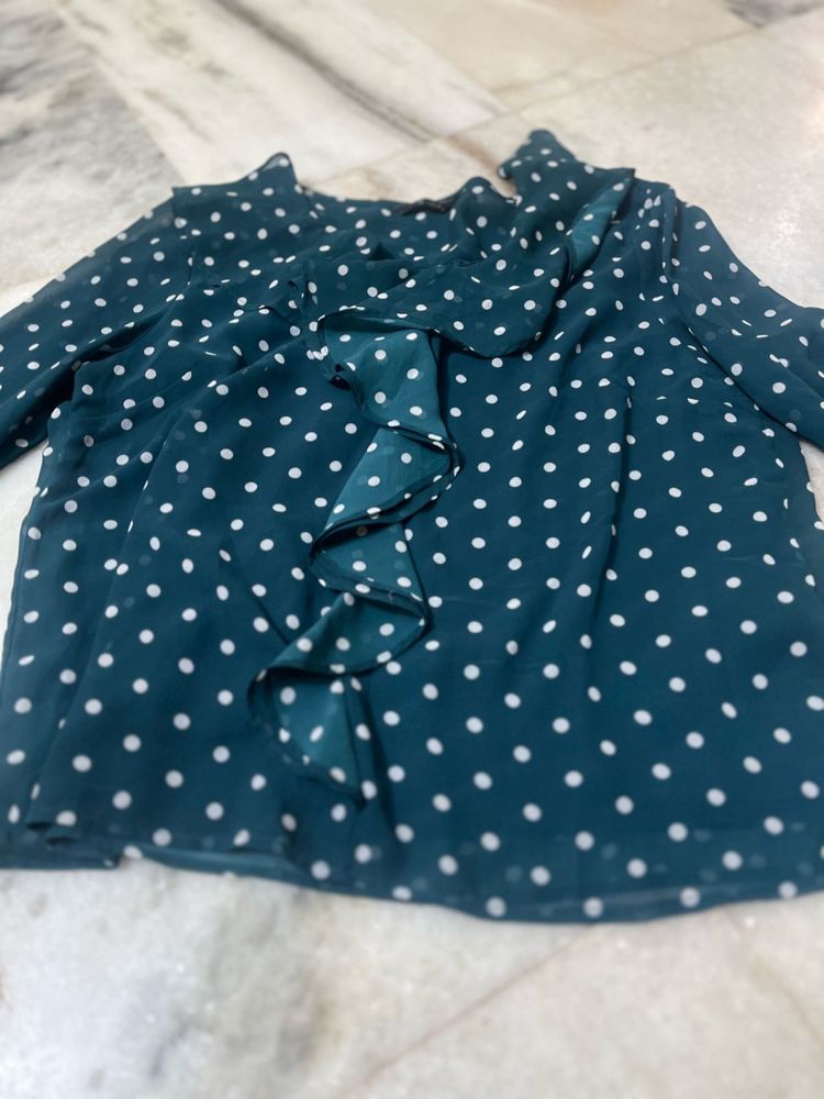 Polka Dot Ruffle Top