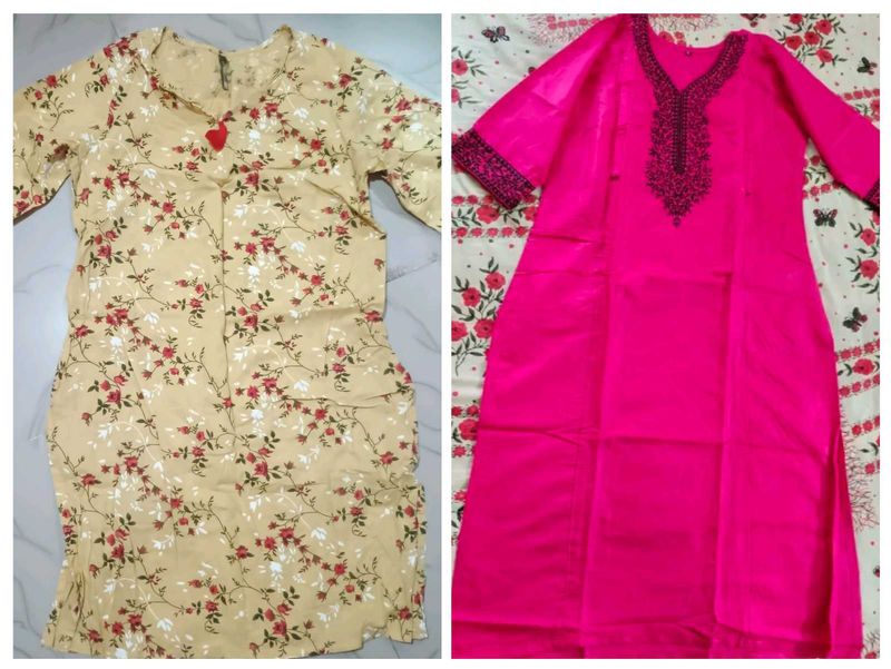 Floral Print &amp; Pink Kurti Bundle