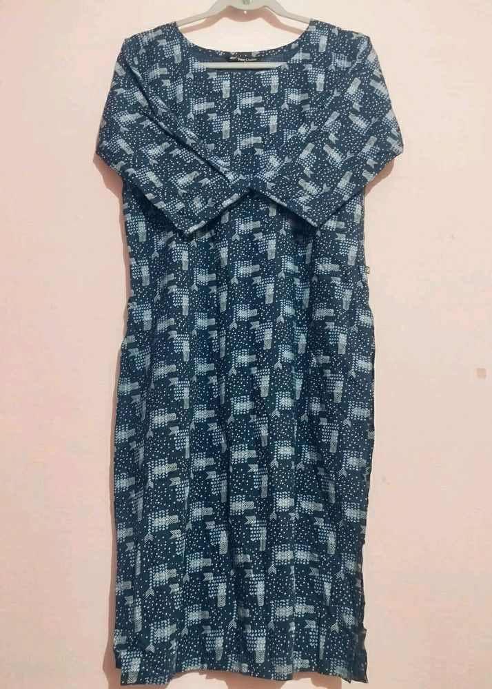 Blue Round Neck Kurti
