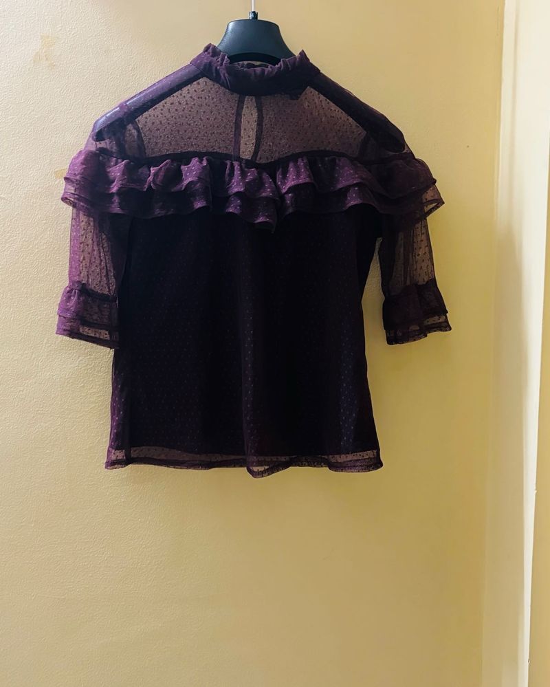 Elegant Purple Ruffle Top