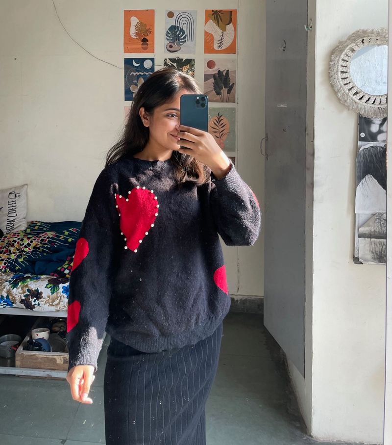 Heart Embellished Sweater