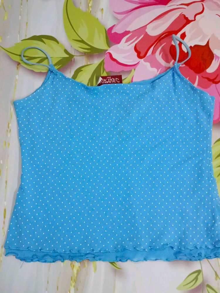 (1100)Blue Polka Dot Tank Top