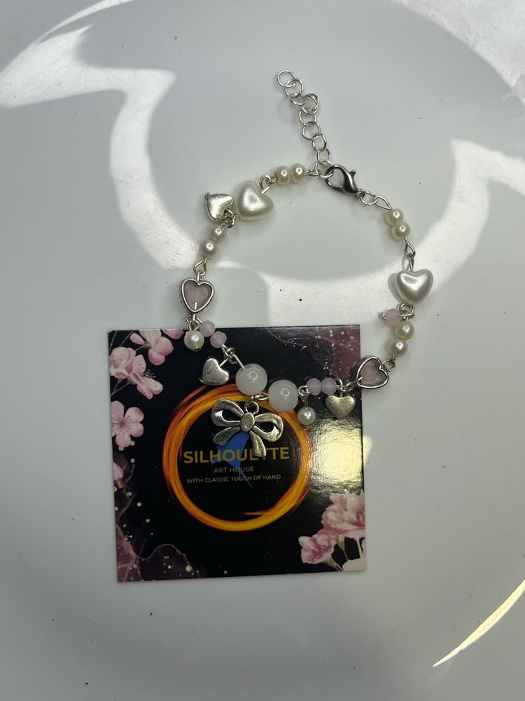 Heart &amp; Pearl Charm Bracelet