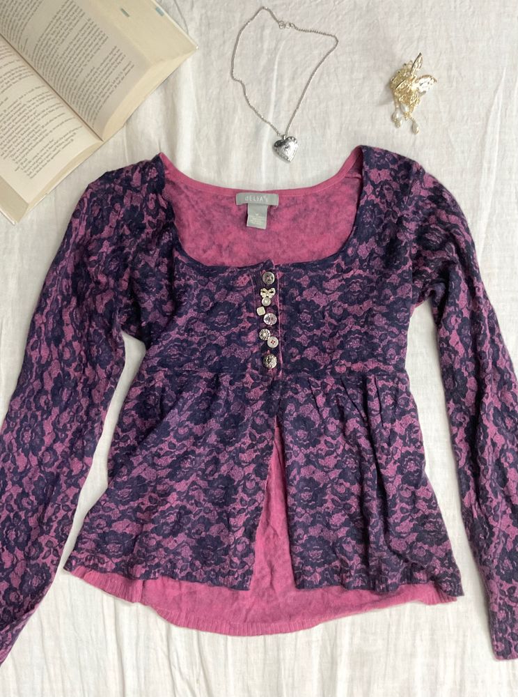 Beautiful Patterned Asymmetrical Empire Top