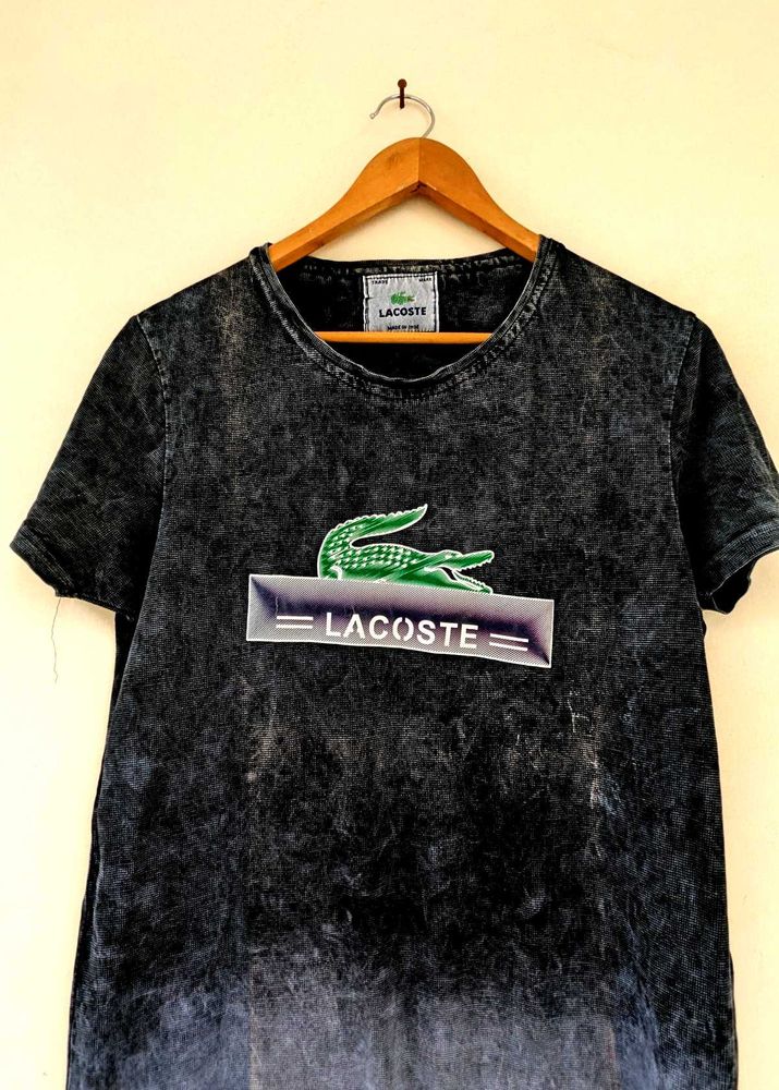 Lacoste branded tshirt shaded charcoal in sale
