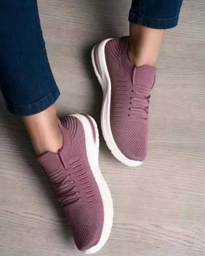 Mauve Knit Sneakers