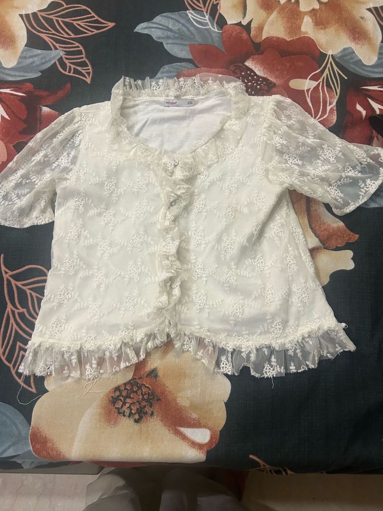 Lace Ruffle Top 7-8 Years Girls