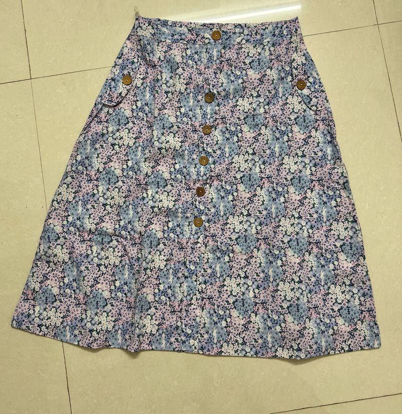 Women Floral Button-Front Skirt