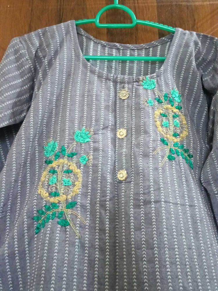 Striped Embroidered Top