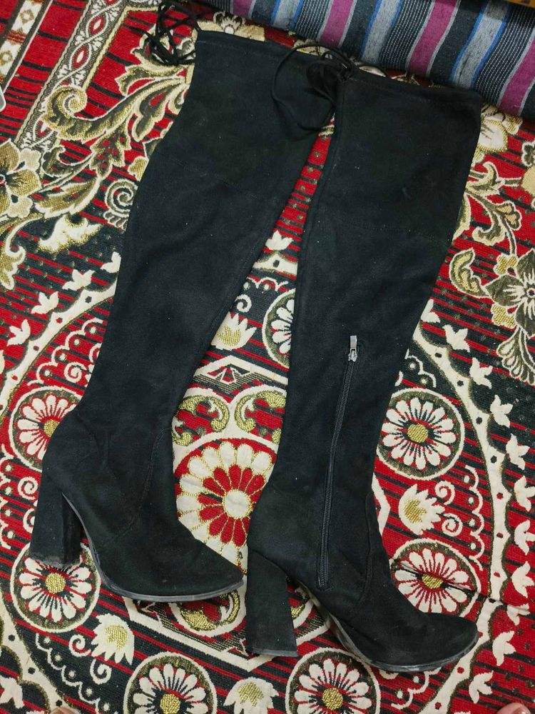 Black Thigh High Boots