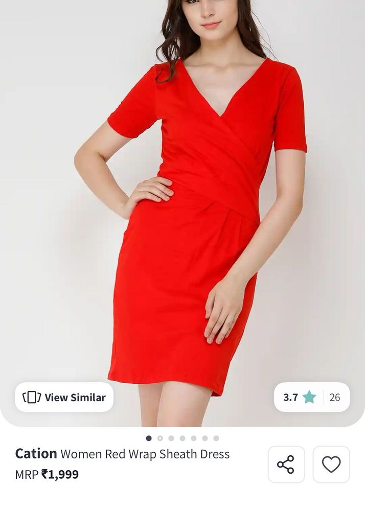 Chic Red Wrap Sheath Dress